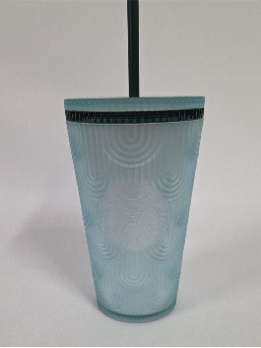NWT Starbucks Aqua Green Art Deco Textured Scaled Design 16 Oz. Tumbler